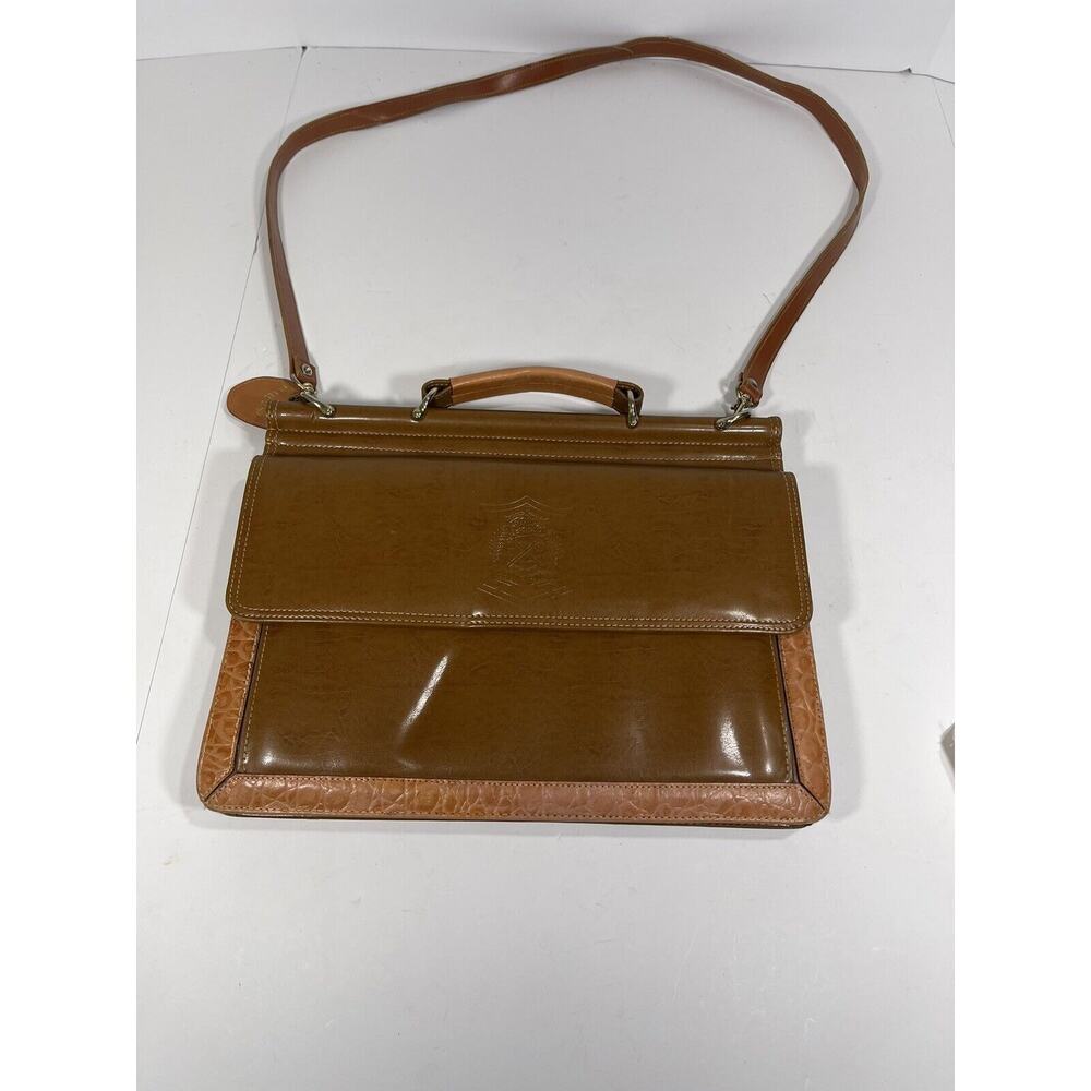 Vintage Belle Rose Satchel Brown Two Tone Leather Women's Purse Handbag *read